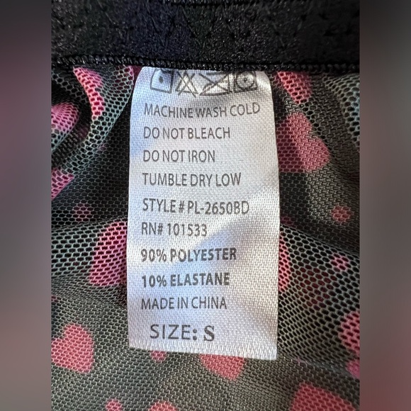 Red & Black Hearts‎ Sheer Babydoll Chemise Lingerie Women’s Size Small - Picture 6 of 8